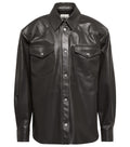 Oversized Black Leather Boyfriend Shirt