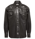 Oversized Black Leather Boyfriend Shirt