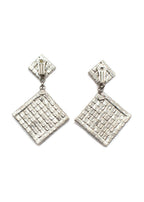Alessandra Rich Large Crystal Square Clip on Earrings