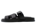 Hermes Black Leather Chypre Sandal