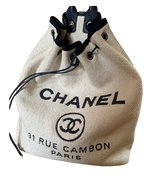 Deauville Beige Canvas With Blue Leather Trim Backpack/Rucksack
