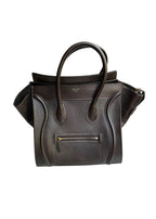Brown Grained Calfskin Mini Luggage Bag