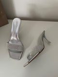 Magda Butrym Silver Embellished Heeled Mules