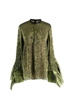 Petar Petrov Green Metallic Semi-Sheer Blouse