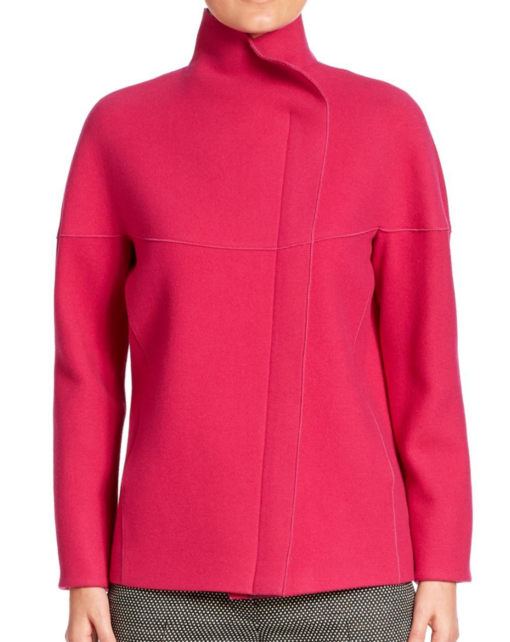 Punto Pink Wool Asymmetric Zip Jacket