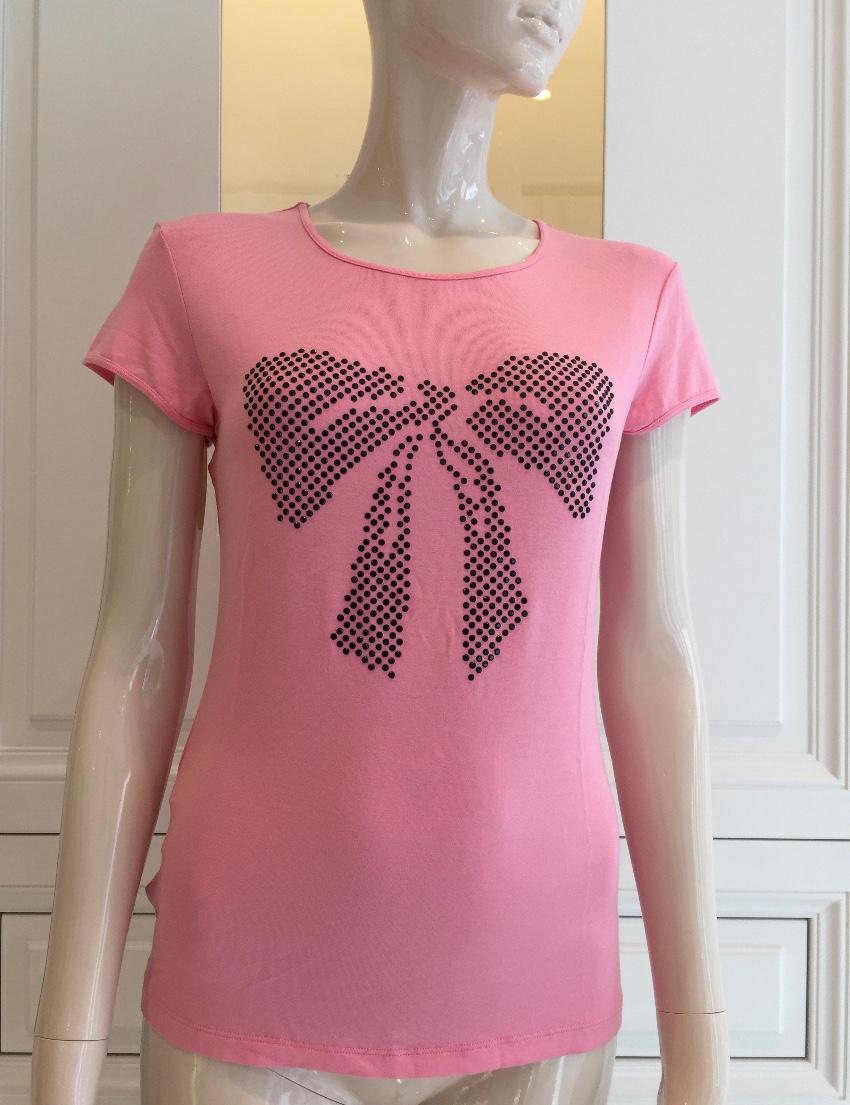 Free Voogue Italy Rose Pink Bow T Shirt