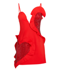 Area  Heart Ruffle Crystal Mini Tank Dress