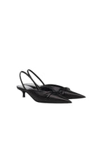Black Satin 40mm Knife Slingback Mules