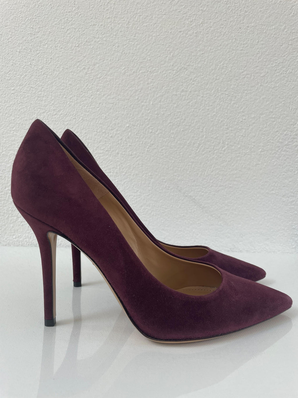 Ferragamo Burgundy Suede Pumps