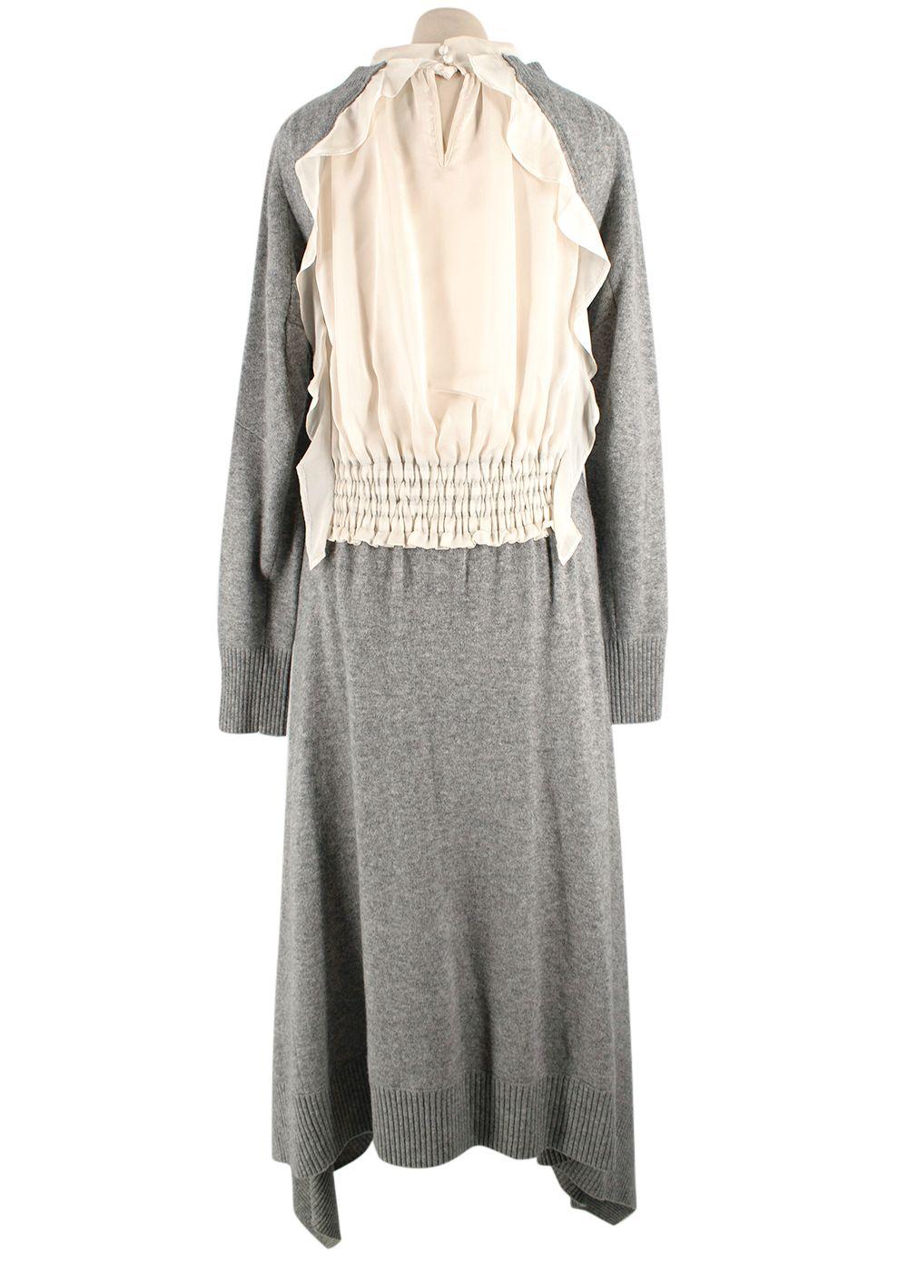 Sacai Grey Wool Dress with Ivory Back Panel
