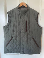 Green quilted polyester & cashmere reversible gilet