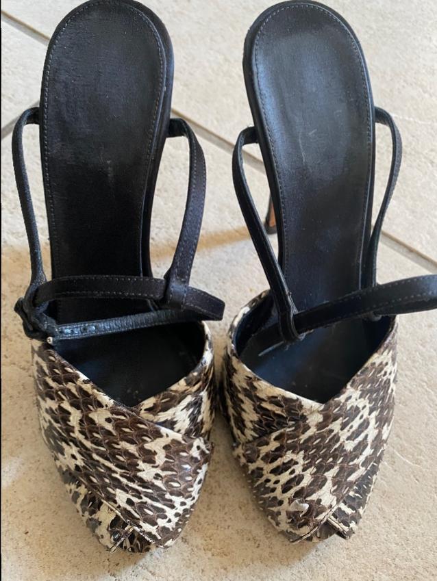 Giambattista Valli Satin & Snakeskin Couture Sandals