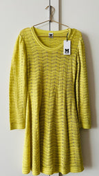 Metallic Yellow Knitted Long Sleeved Dress