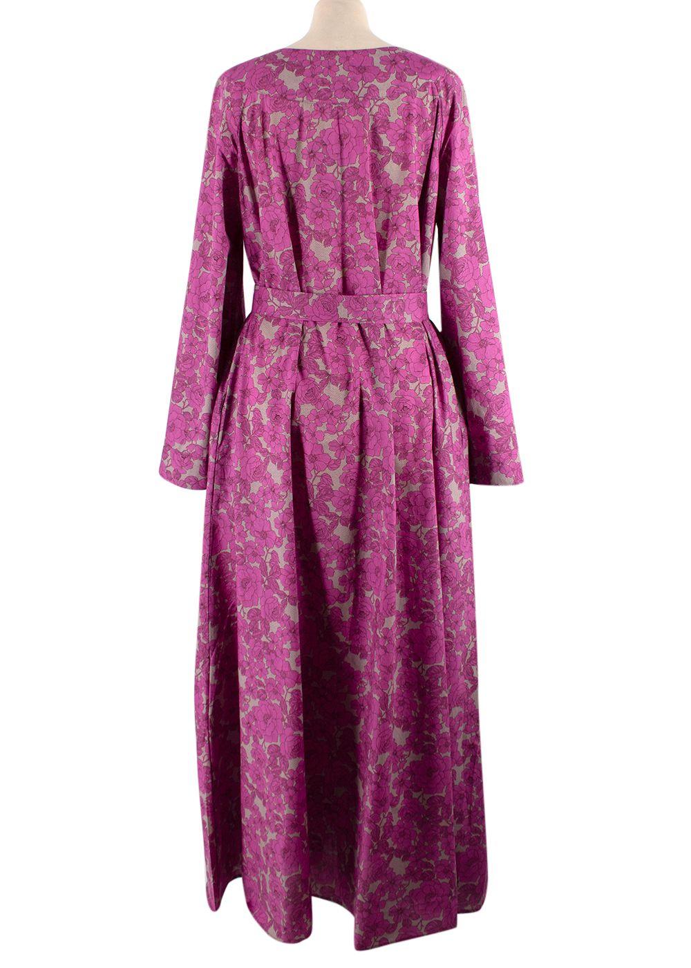 Elegant Embroidery Fuchsia Floral Embroidered Kaftan