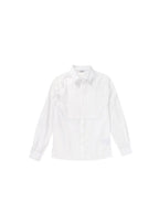 Kids Pleated White Cotton Fitted Shirt
