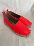 Smiley Neon Coral Leather Espadrille