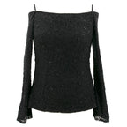 Basix Black Label Beaded Lace Top