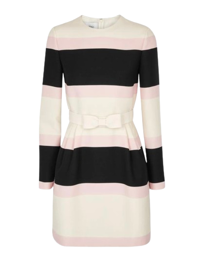 Valentino Striped Wool and Silk Blend Mini Dress