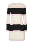 Valentino Striped Wool and Silk Blend Mini Dress