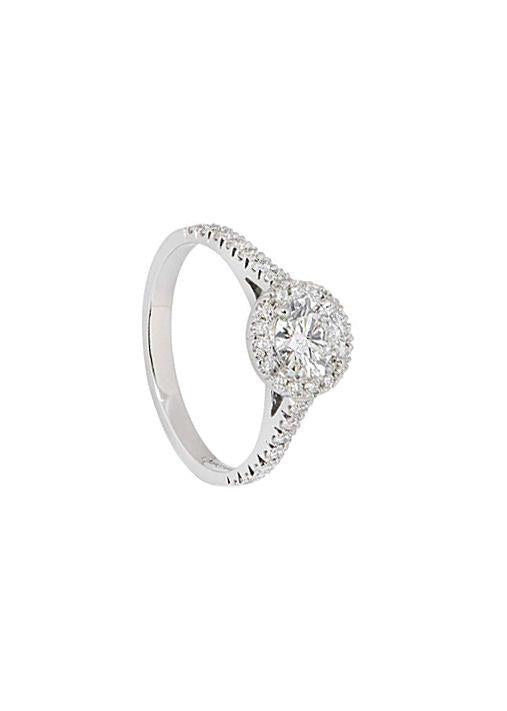 Bespoke Light Green Round Diamond Platinum Ring