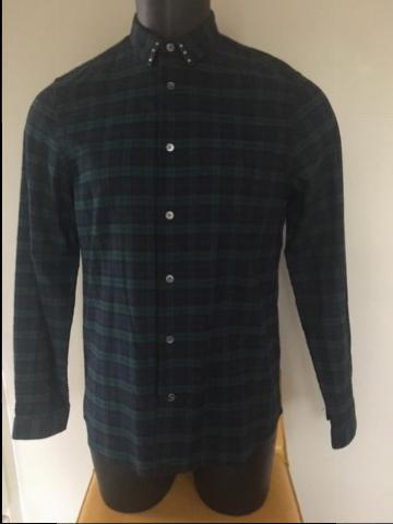 Pretty Green Men's Plaid Studded Collar Shirt