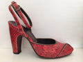 MIU MIU Red and Black Python Peep-Toe High Heeled Sandals