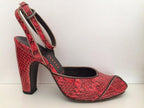 MIU MIU Red and Black Python Peep-Toe High Heeled Sandals