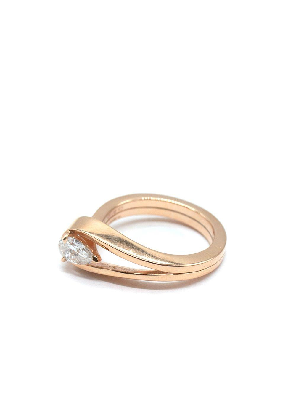 Repossi Serti Rink Gold Inversé Pear Cut Diamond Ring Size 53