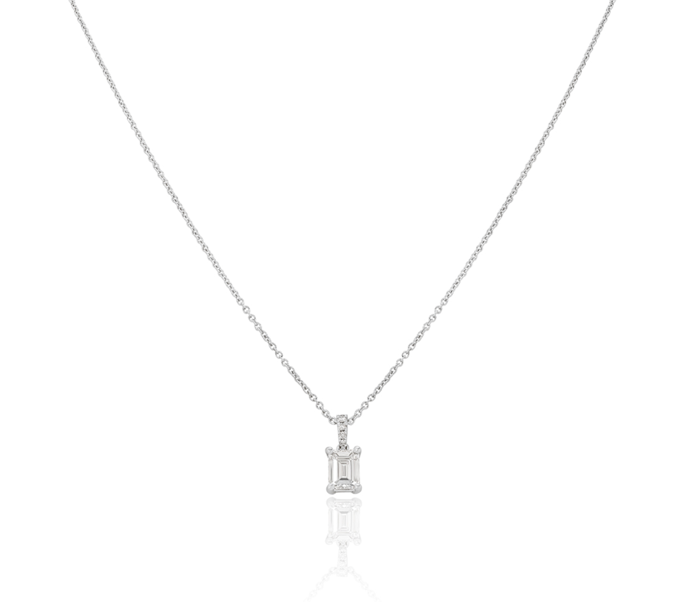 White Gold Emerald Cut Diamond Necklace