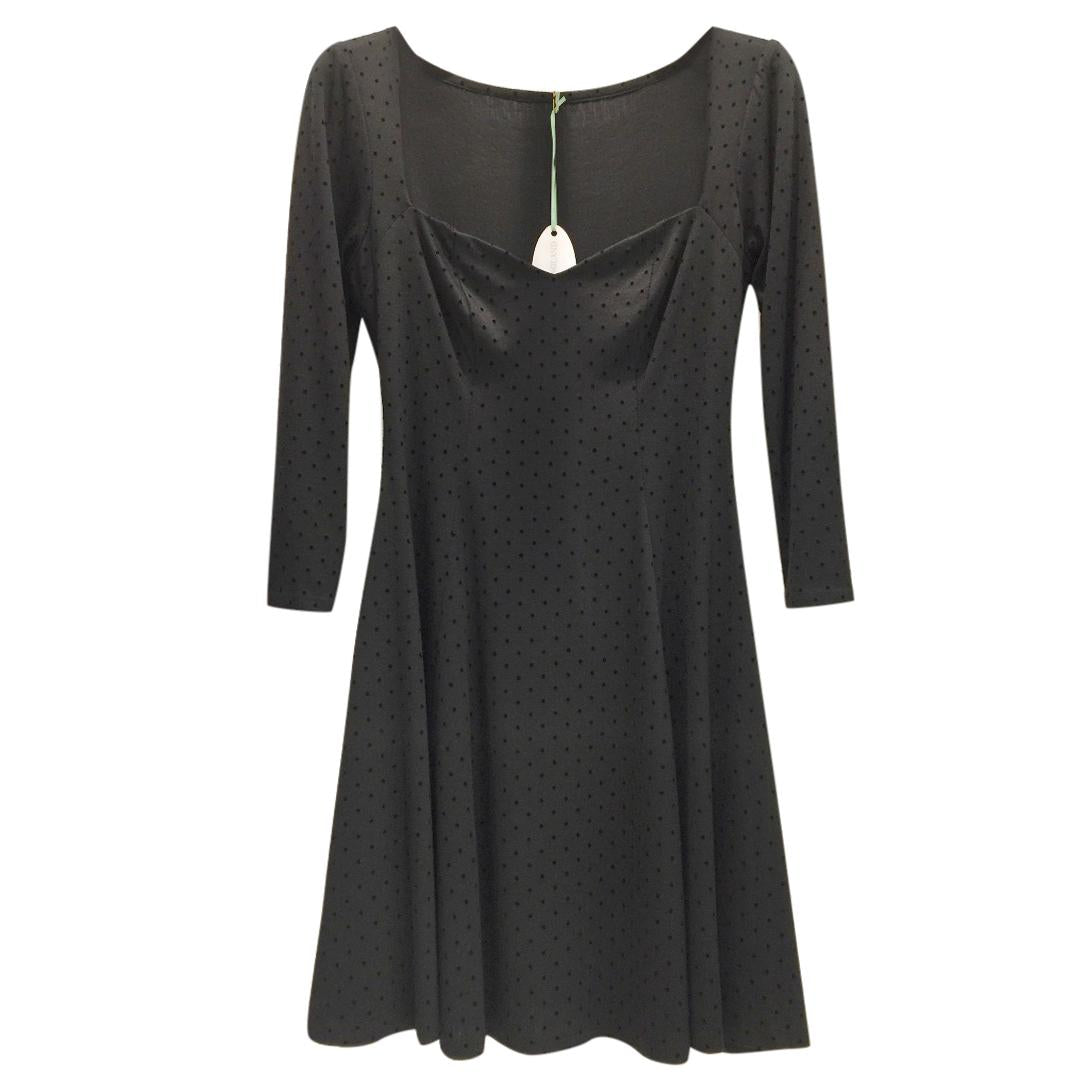 French Couture Jersey & Velvet Dot Sweetheart Dress