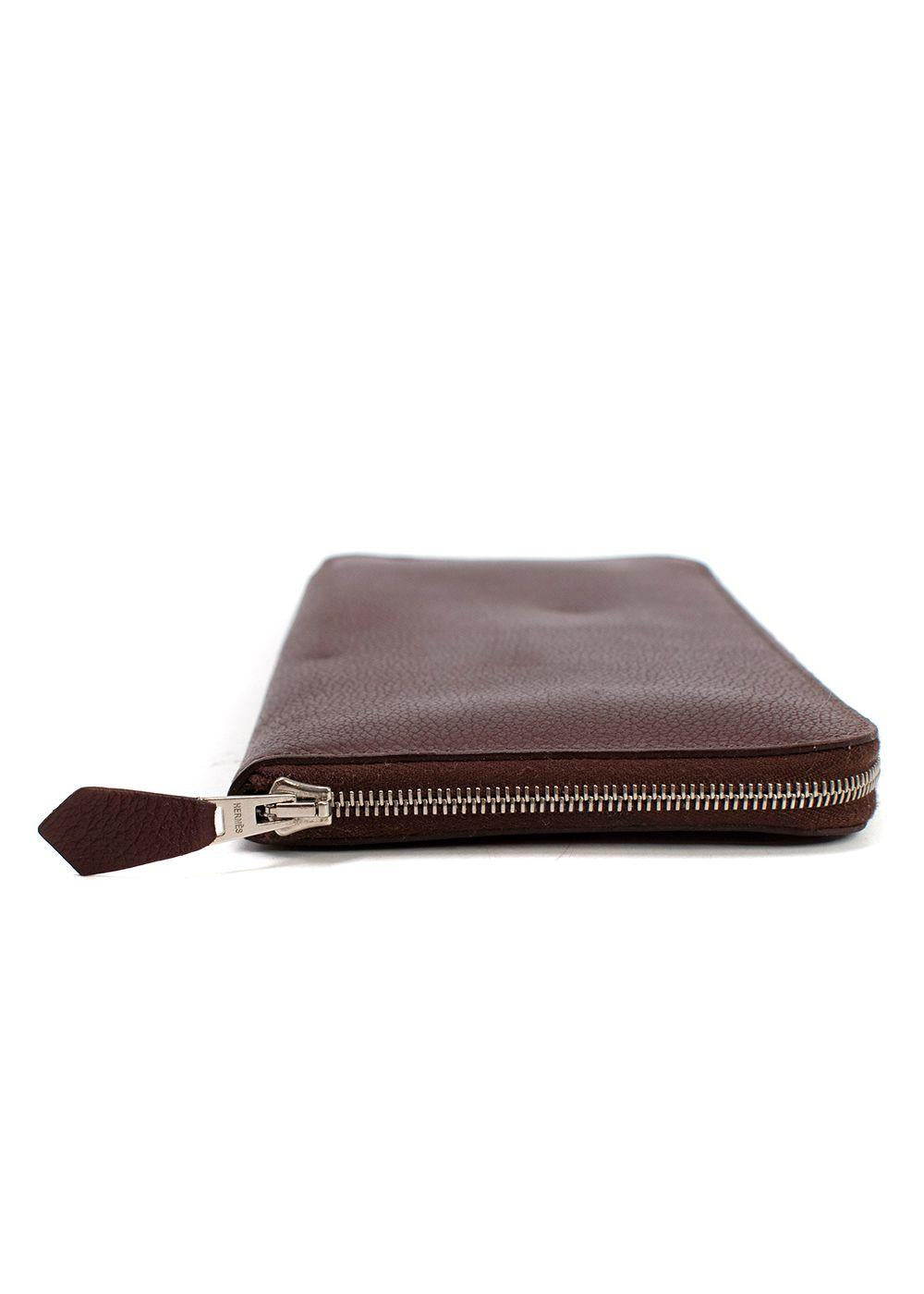Hermes Chocolate Brown Leather Azap Long Wallet