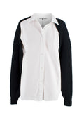 Alexander Wang Black Overlay Oxford  Knit Shrug Shirt