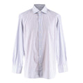 Emanuele Maffeis White & Blue Striped Cotton Tailored Shirt