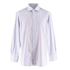 Emanuele Maffeis White & Blue Striped Cotton Tailored Shirt