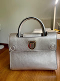 Silver Grained Leather Mini Diorama Bag