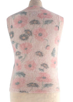 Sandro Pink Floral Mohair Blend Sweater Vest
