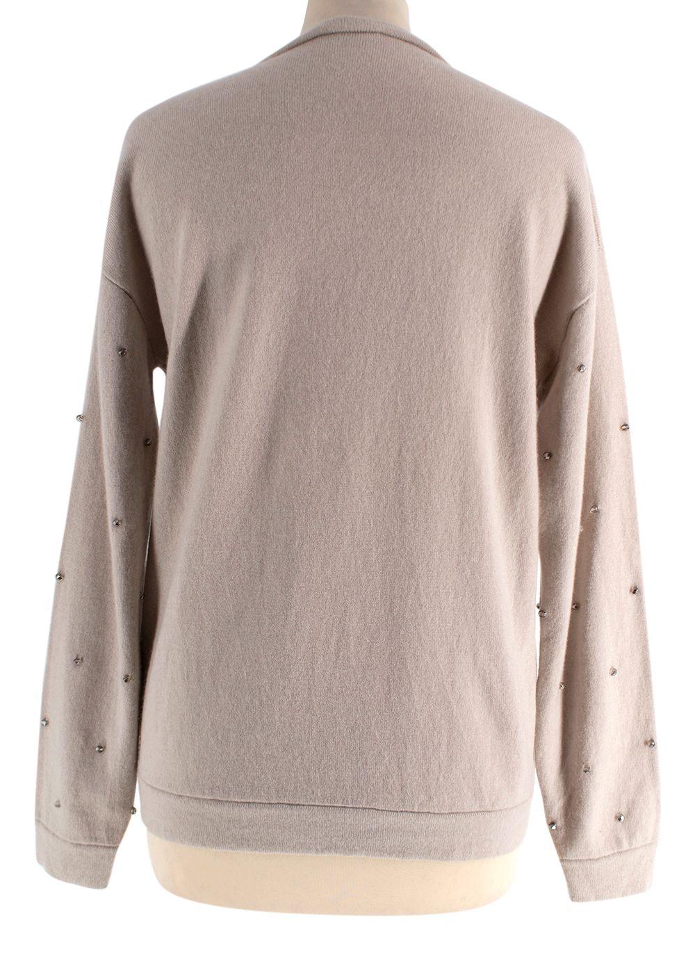 Brunello Cucinelli Beige Embellished Cashmere Knit