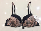 Aubade Art Deco Gatsby Print Satin Padded Plunge Bra & Tanga Set