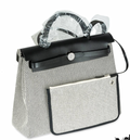Hermès Ecru Toile / Noir Hunter Herbag Zip 31 Handbag in Quadrille Canvas