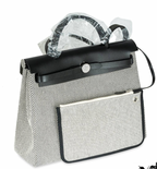 Hermès Ecru Toile / Noir Hunter Herbag Zip 31 Handbag in Quadrille Canvas