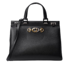 Gucci Black Leather Zumi Top Handle Tote