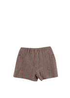 Brown Houndstooth Tweed Wool Shorts