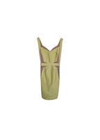 yellow & beige stretch-knit bandage dress
