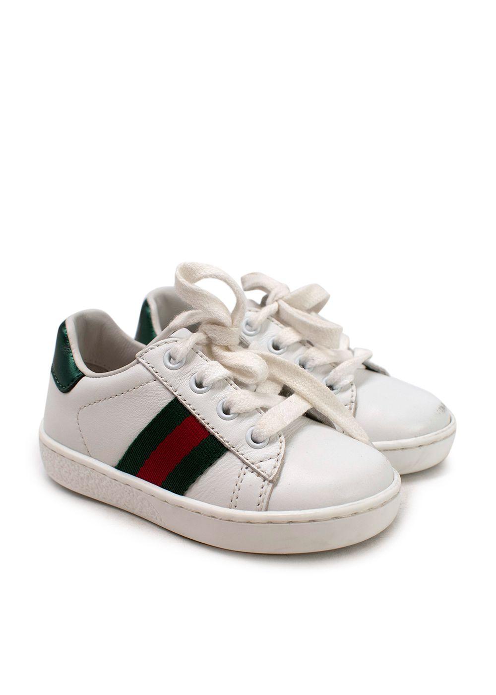 Gucci White Infants New Ace Lace Up Trainers