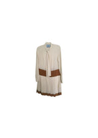 Bicolour silk crepe drop waist dress