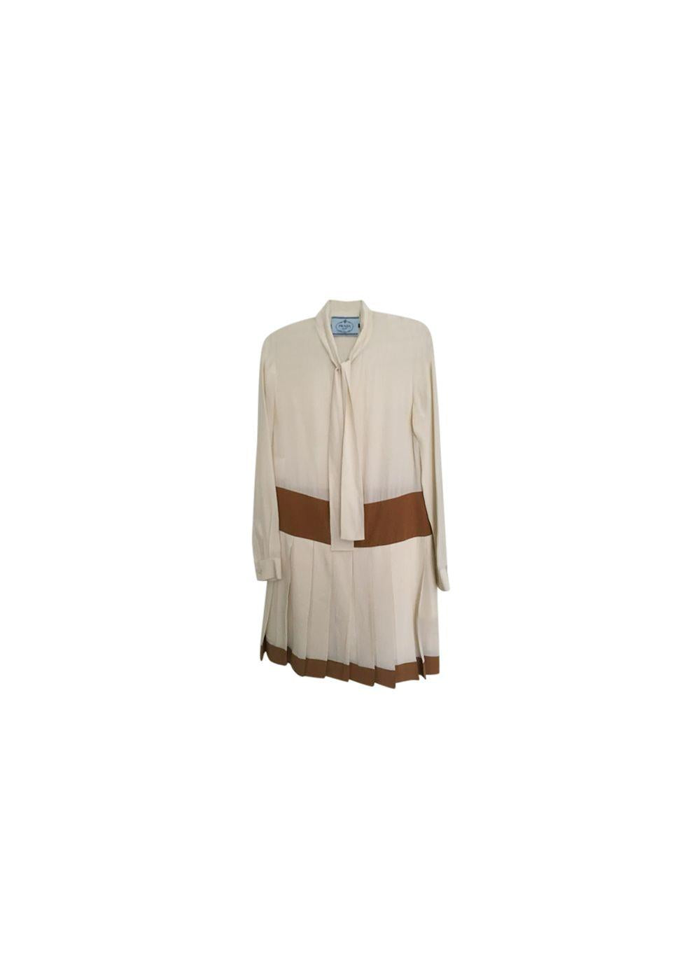 Bicolour silk crepe drop waist dress