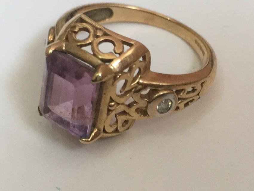 vintage amethyst and white diamond ring