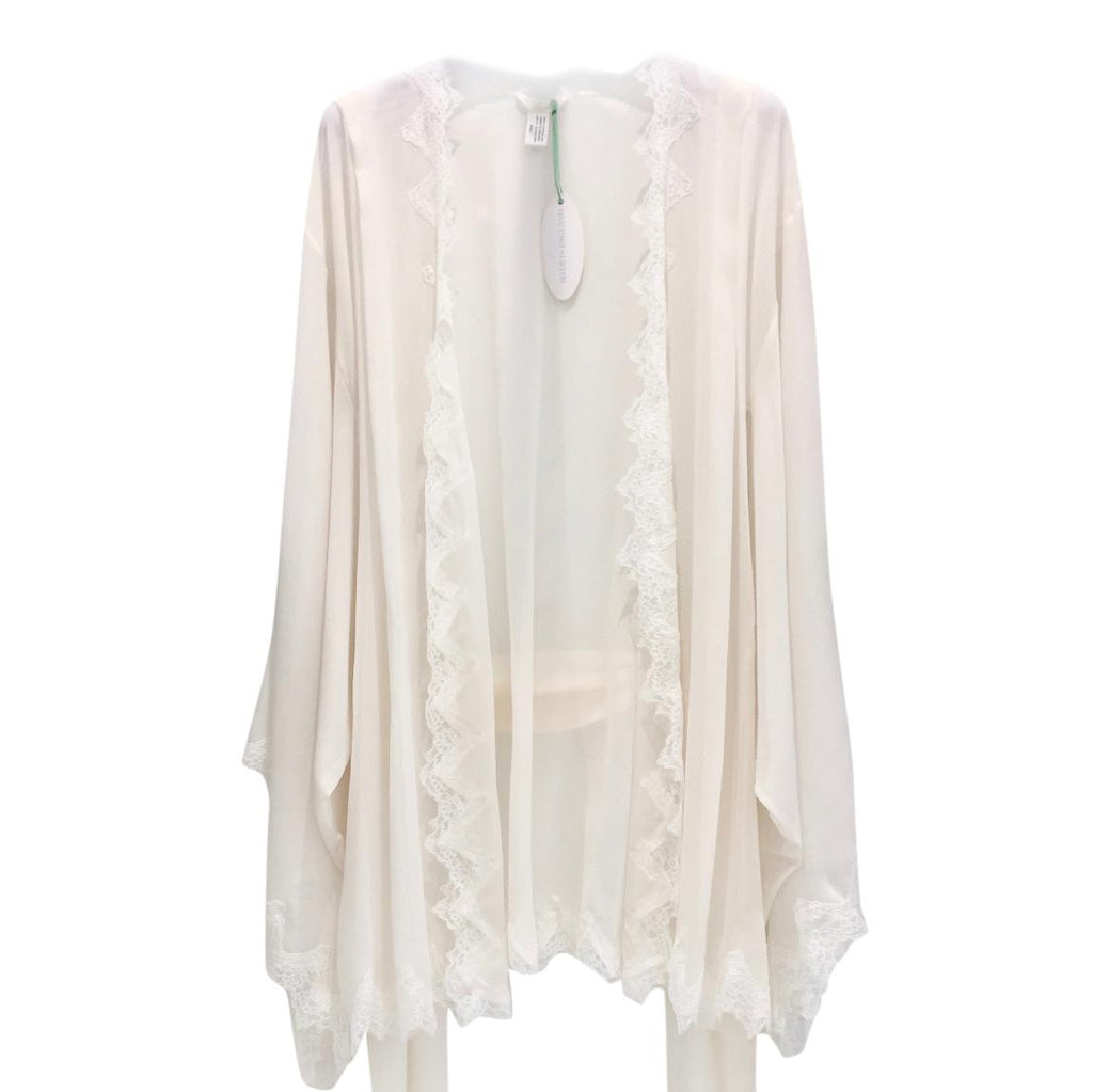Lucile Couture Ivory Pure Silk & Leavers Lace Bridal Robe