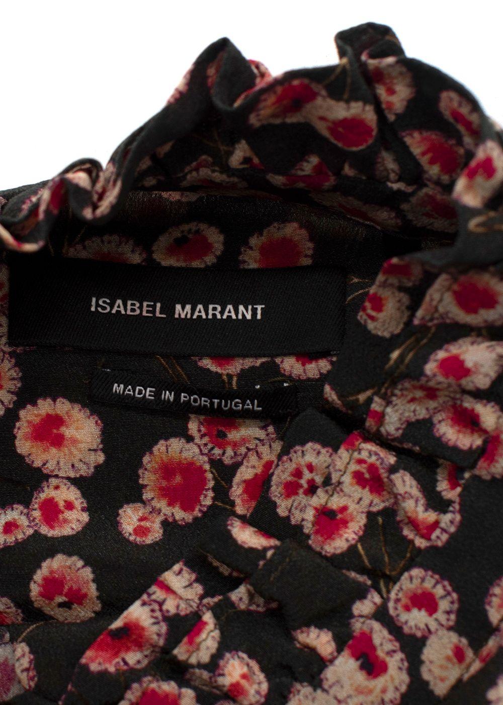 Isabel Marant Pink Floral Print Silk Blouse