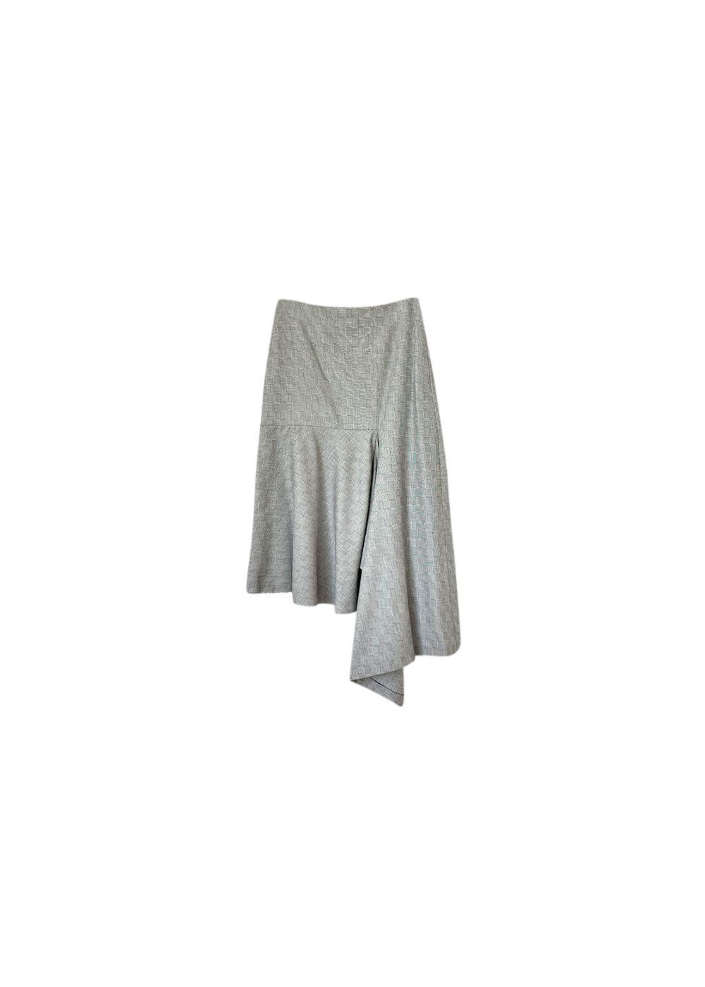 Black & White Wool Godet Midi Skirt
